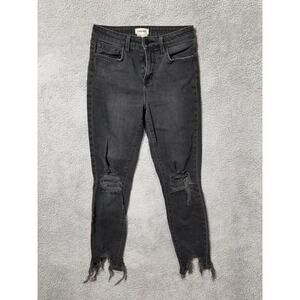 L'agence Destructed Hi Line Raw Hem Straight Leg Jeans‎ Women's 26 Biscuit